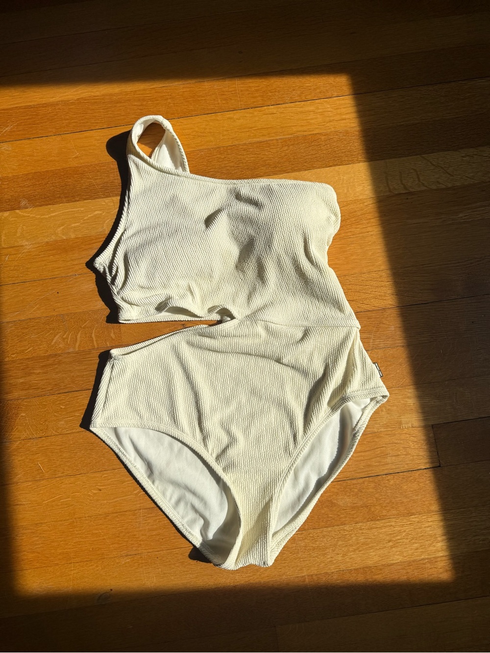 Michael Kors Cream One-Shoulder Cutout Bandeau Bodysuit